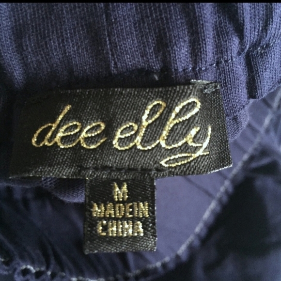 COPY - Dee Elly Cotton Paper Bag Waist Nautical Ankle Cropped Pants - Picture 6 of 7